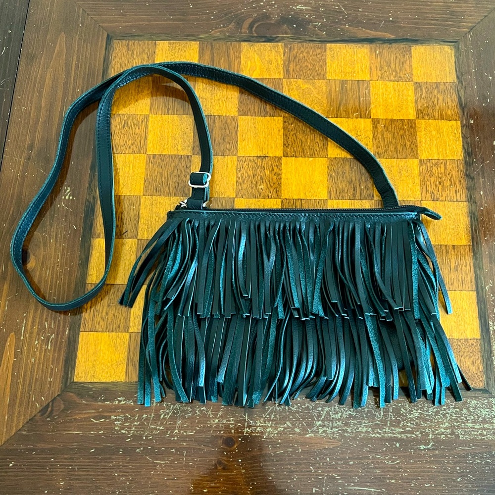 Hammitt Leather Fringe Shoulder/Cross Body Bag